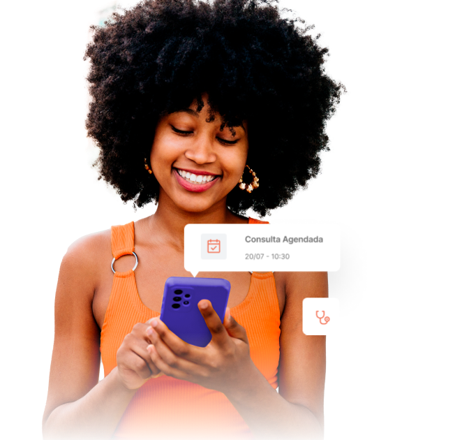 Garota usando o aplicativo da BP