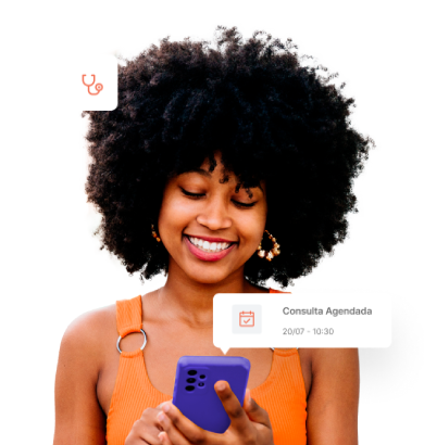 Garota usando o aplicativo da BP