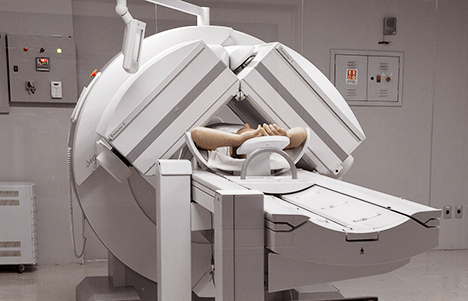Foto do exame de medicina nuclear a distância